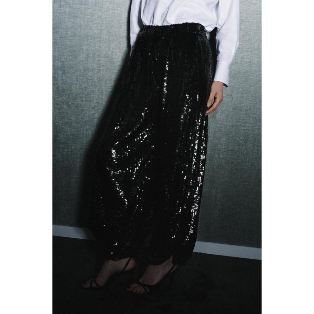 ZARA ZW COLLECTION LIMITED EDITION SEQUIN PANTS - Picture 3 of 9